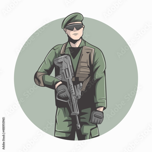 Soldier illustration vector. White Background EPS 10