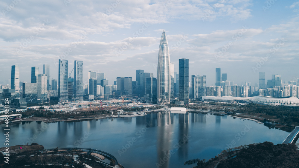 Naklejka premium Aerial view of landscape in Shenzhen city,China