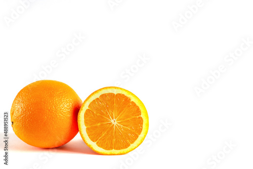 fresh cut orange isolated on white background