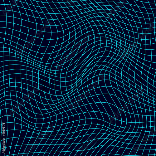 Abstract distorted wireframe wave. Vector curve surface background. Technology grid pattern. Mesh wave.