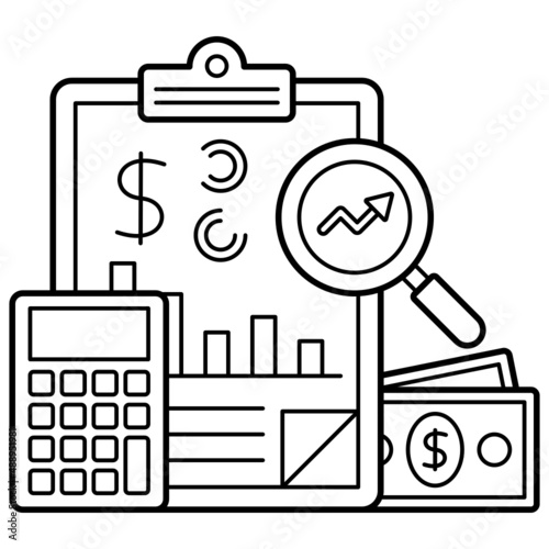 Cash flow statement Concept,  Comparison with Historical Trend Vector Icon Design, Money Management Symbol, Leverage or debt Sign, Capital markets and investments stock illustration