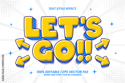 Let's Go 3D flat cartoon style editable text effect