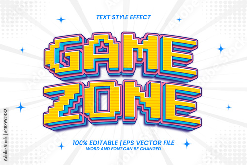 Game Zone 3D flat cartoon style editable text effect
