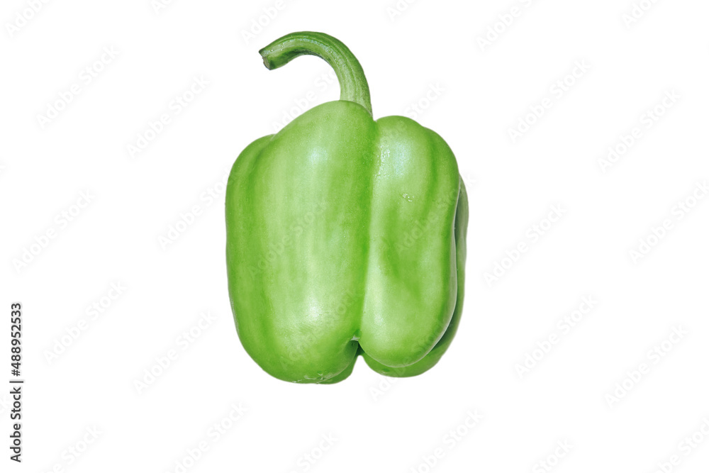 Green whole pepper on a white isolated background close-up. Hot and sweet pepper, a variety of pepper varieties, vegetable Green whole pepper on a white isolated background close-up. Hot and sweet pepper, a variety of pepper varieties, vegetable