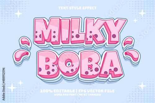 Milky Boba 3D flat cartoon style editable text effect
