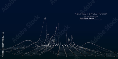 Abstract  background with wireframe technology white grid on blue. Visual 3d presentation of analysis research.. Big Data. Banner for business, science and technology.