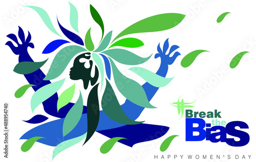 An abstract floral design of Break the Bias concept for International Women’s day 2022
