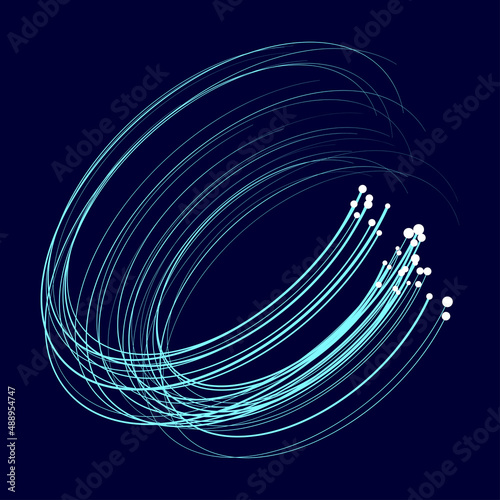 Point and curve constructed the sphere wire frame, technological abstract illustration.