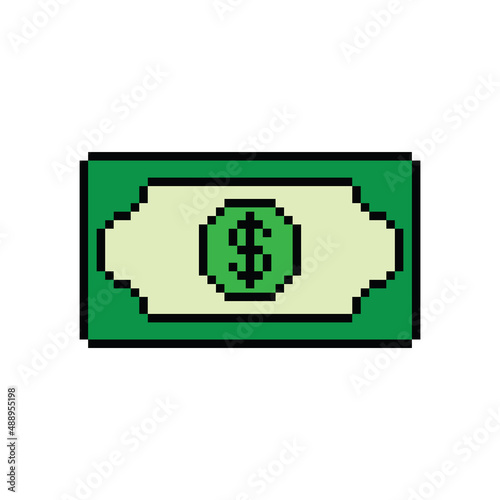 pixel dollar  bill icon vector  sign for 8 bit game