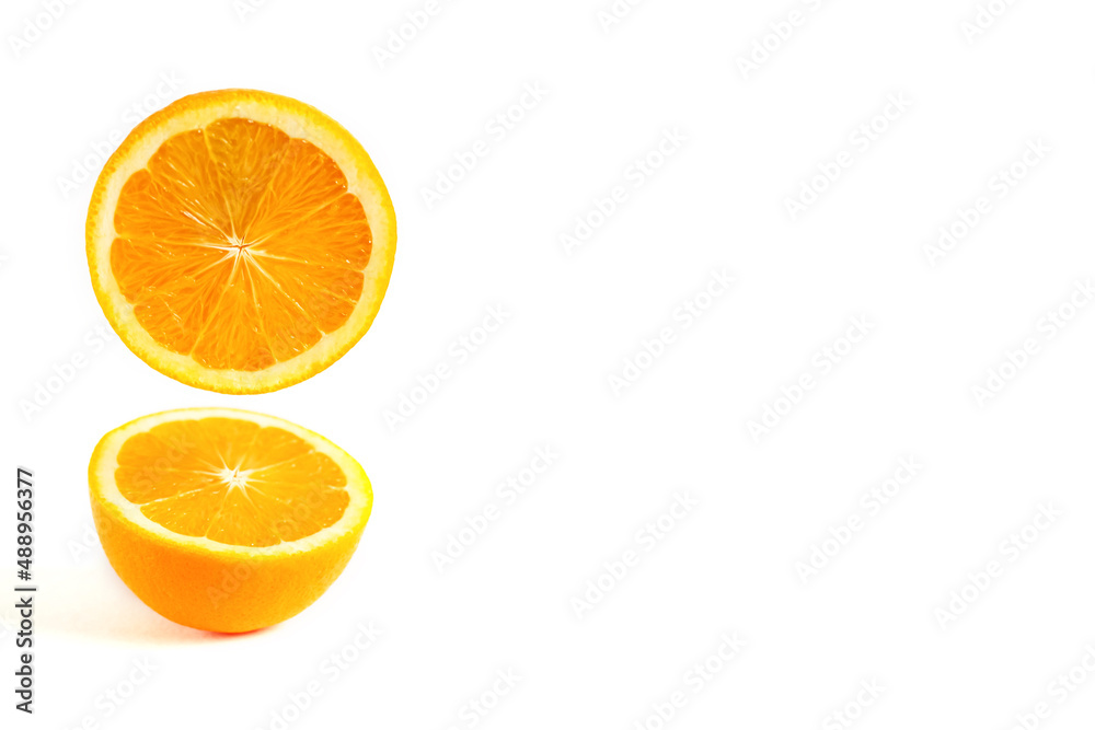 fresh cut orange isolated on white background fresh cut orange isolated on white background