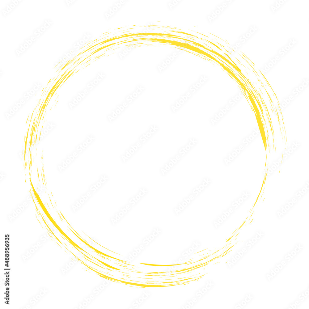Circle brush stroke vector isolated on white background. Yellow enso zen circle brush stroke. For stamp, seal, ink and paintbrush design template. Grunge hand drawn circle shape, vector illustration Circle brush stroke vector isolated on white background. Yellow enso zen circle brush stroke. For stamp, seal, ink and paintbrush design template. Grunge hand drawn circle shape, vector illustration
