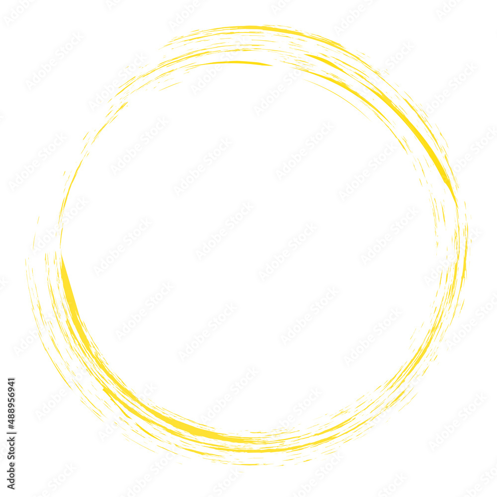Circle brush stroke vector isolated on white background. Yellow enso zen circle brush stroke. For stamp, seal, ink and paintbrush design template. Grunge hand drawn circle shape, vector illustration Circle brush stroke vector isolated on white background. Yellow enso zen circle brush stroke. For stamp, seal, ink and paintbrush design template. Grunge hand drawn circle shape, vector illustration
