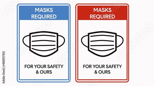 Masks Required Sign Set. Vector editable flat illustration set