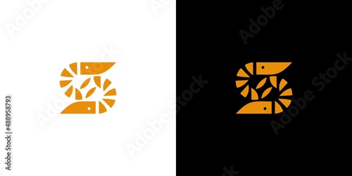 Unique and modern S letter initial shrimp logo design