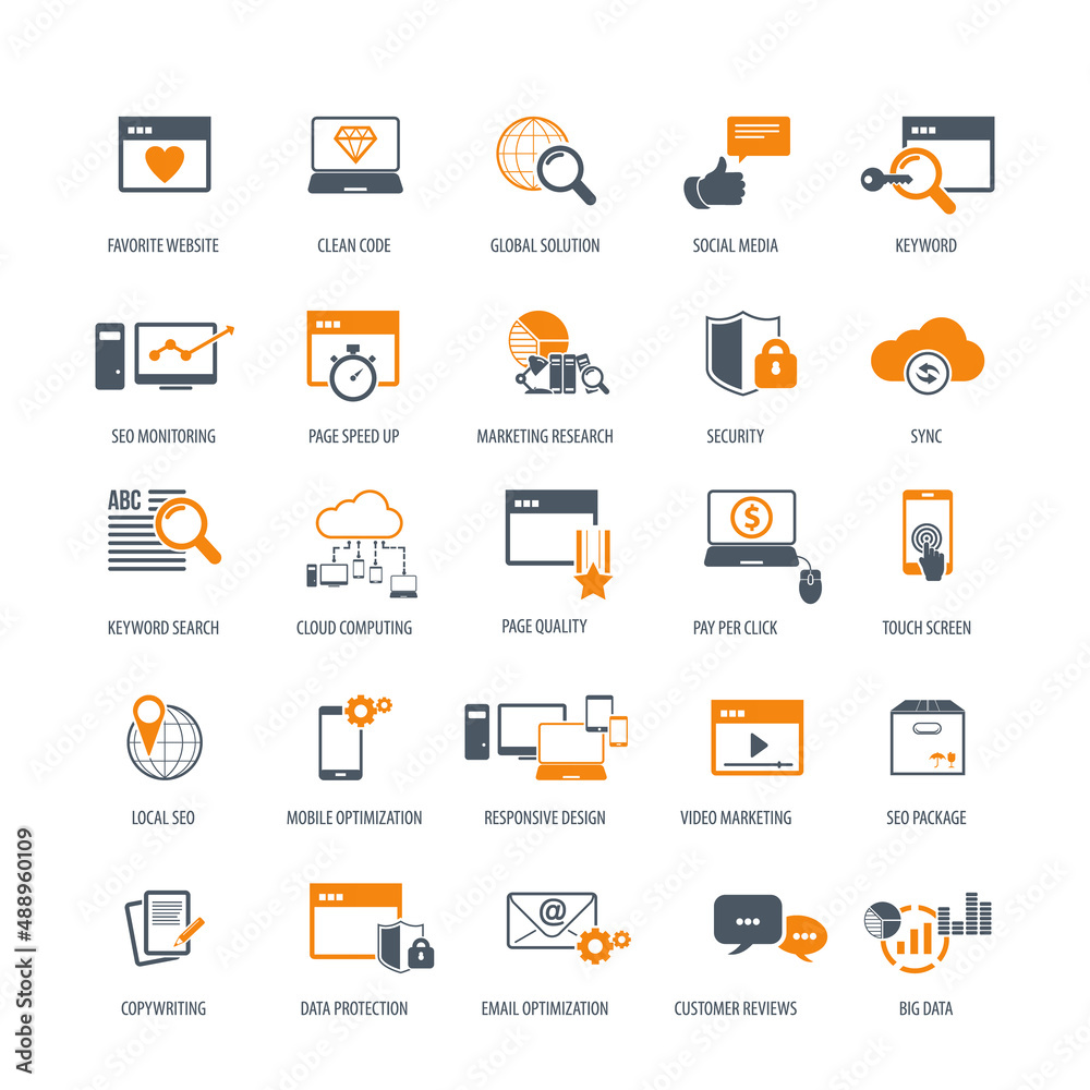 Set of SEO and Development icons Set of SEO and Development icons