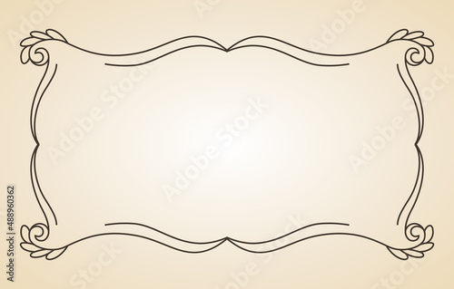 Decorative frame. Vintage calligraphic antique border. Ornate calligraph rectangle frame filigree floral ornaments for framed certificate template