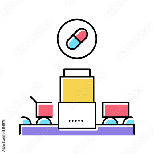 medicine manufacturing plant color icon vector illustration