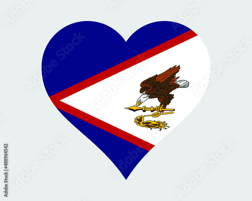 American Samoa Heart Flag. American Samoan Love Shape Flag. American Samoa Banner Icon Sign Symbol Clipart. EPS Vector Illustration.