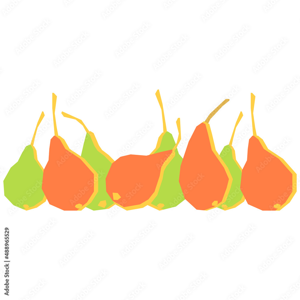 Pear fruits border, Hand-drawn vector illustration on white background Pear fruits border, Hand-drawn vector illustration on white background