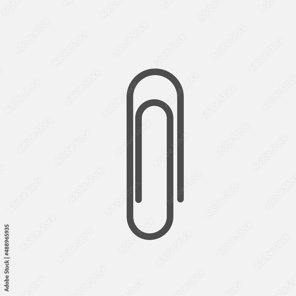 Simple paper clip icon isolated flat design vector illustration. Simple paper clip icon isolated flat design vector illustration.
