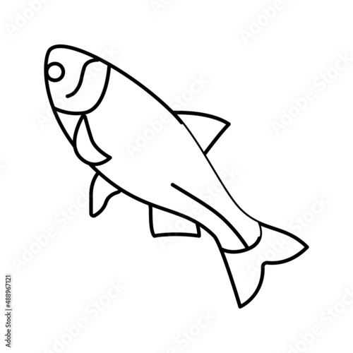 silver carp line icon vector illustration