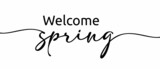 Welcome Spring continuous one line calligraphy with white Background