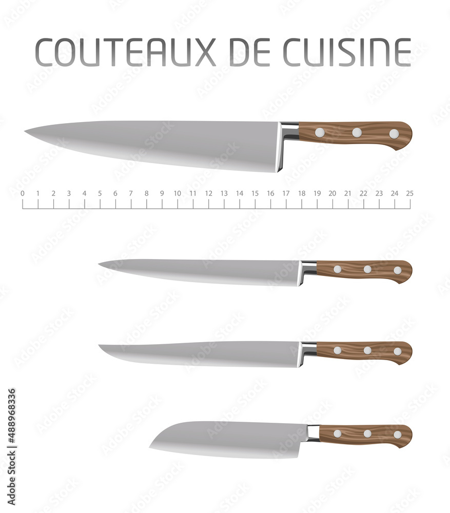 COUTEAUX DE CUISINE PROFESSIONNELS - vecteur, set