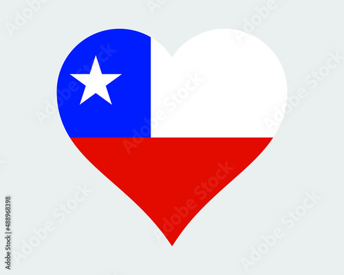 Chile Heart Flag. Chilean Love Shape Country Nation National Flag. Republic of Chile Banner Icon Sign Symbol. EPS Vector Illustration.