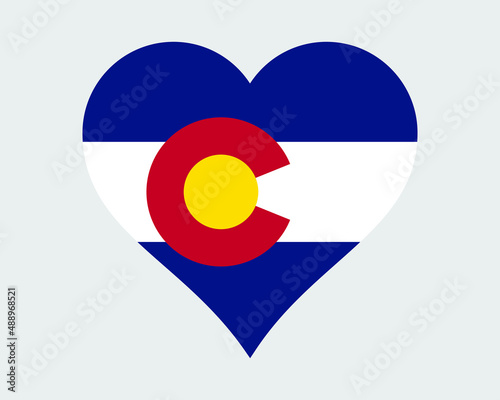 Colorado USA Heart Flag. CO US Love Shape State Flag. Colorado United States of America Banner Icon Sign Symbol Clipart. EPS Vector Illustration.