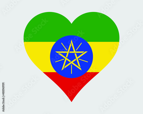 Ethiopia Heart Flag. Ethiopian Love Shape Country Nation National Flag. Federal Democratic Republic of Ethiopia Banner Icon Sign Symbol. EPS Vector Illustration.
