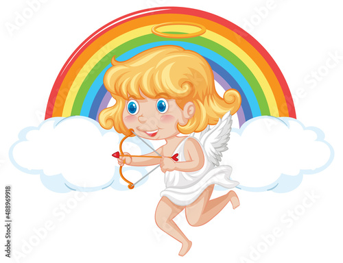 Angel girl holding bow and arrow cartoon character
