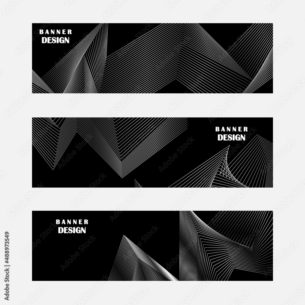 Fototapeta premium Set of modern black and silver banner design