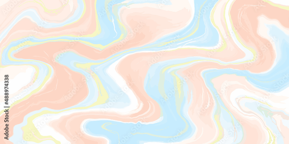 Marble effect banner. Liquid paint pastel. Horizontal background design. Vector.