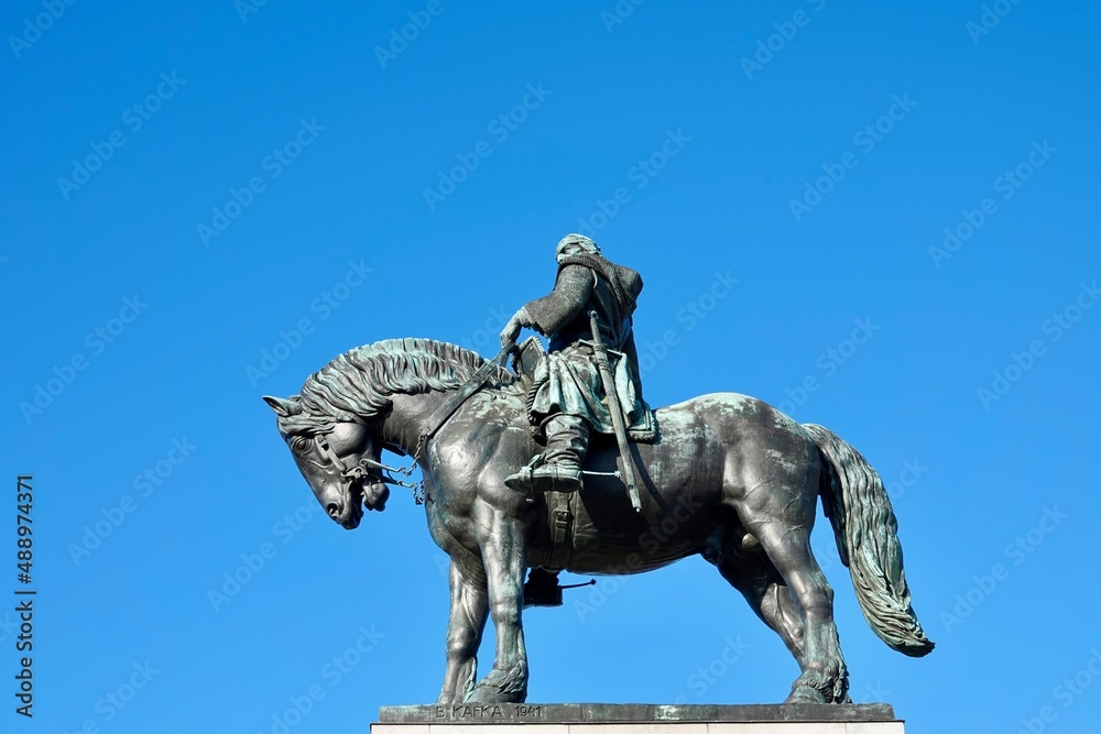 Detail of the equestrian statue of Jan Zizka of Trocnov in Vitkov hill in Prague. High quality photo