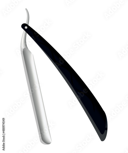 Razor. Beard haircut accessorie. Sharp shave equipment for hygiene or hairstyle isolated on white. Shaving mock up icon