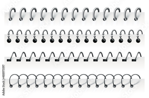 Notebook spirals, wire steel ring bindings and springs for diary. Spiral binder or ringed for paper calendar. Can use as page or notepad divider