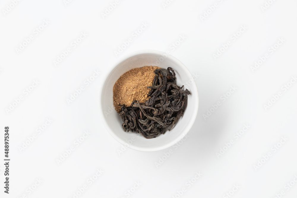 Tea with curry in a white plate