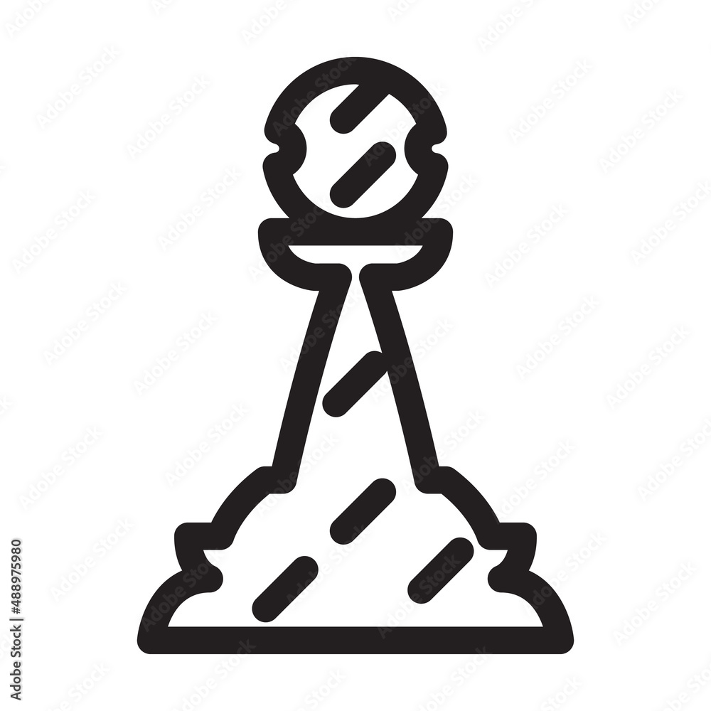 Chess game outline vector icon.Outline vector illustration of pawn. Isolated illustration of chess game icon on white background.