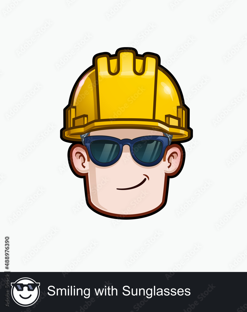 Construction Worker - Expressions - Glasses - Smiling with Sunglasses Construction Worker - Expressions - Glasses - Smiling with Sunglasses