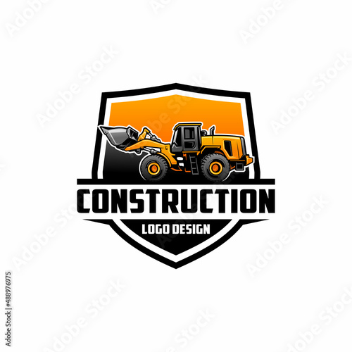 loader bulldozer excavator ready made logo vector