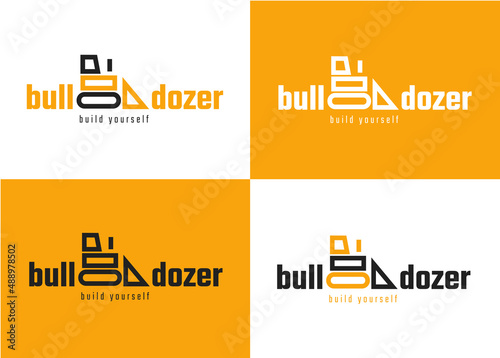 Bulldozer minimalistic logo design template. Vector