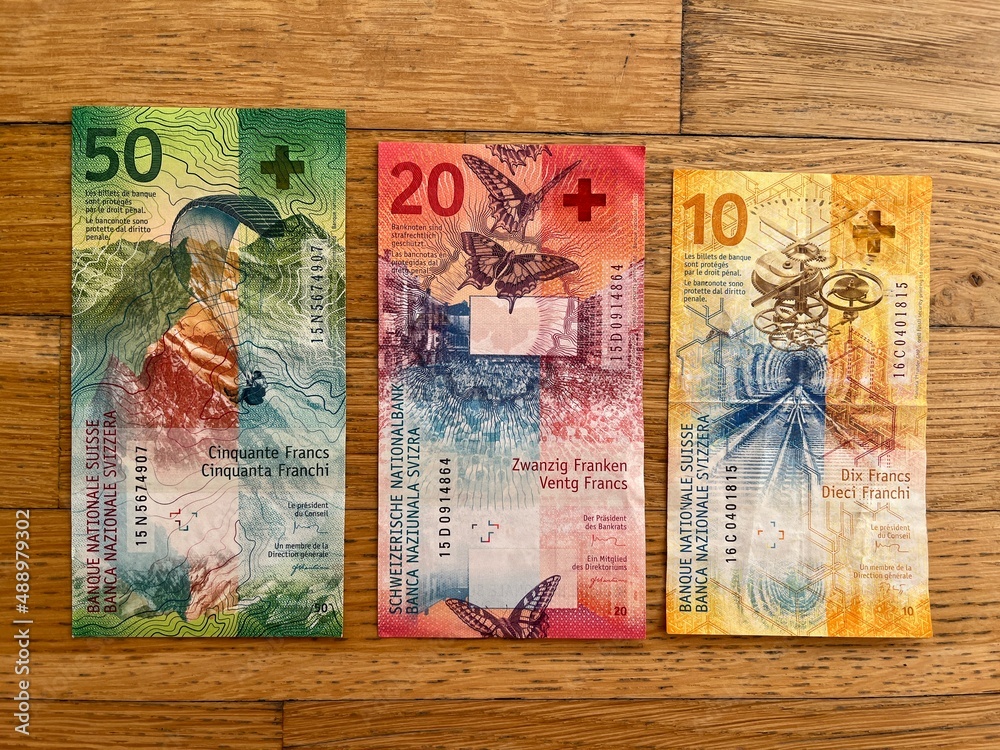 Swiss Banknotes Closeup 80 Swiss Francs Of Different Denomination Swiss Banknotes Closeup 80 Swiss Francs Of Different Denomination