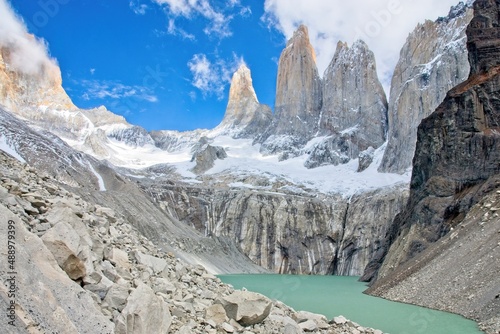 Torres del Paine and lagoon