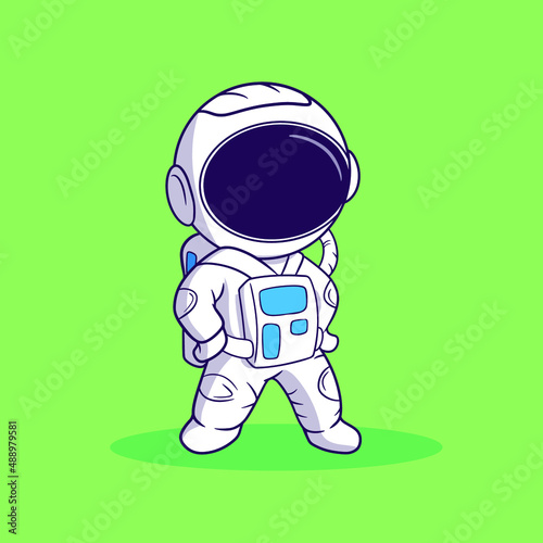 cute illustration astronaut character feeling strong