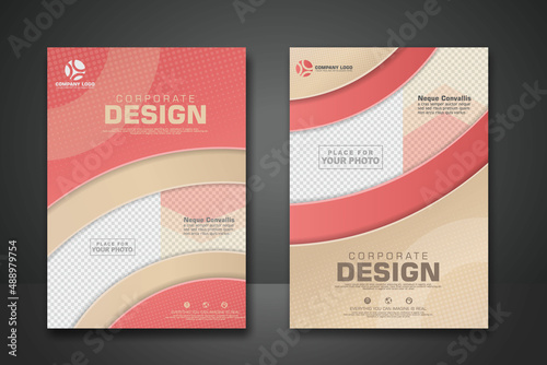 Corporate Book Cover Design Template in A4 with halftone and shadow effect. Can be adapt to Annual Report, Brochure, Poster, Flyer, Magazine, Portfolio, Business Presentation, Banner, Website.