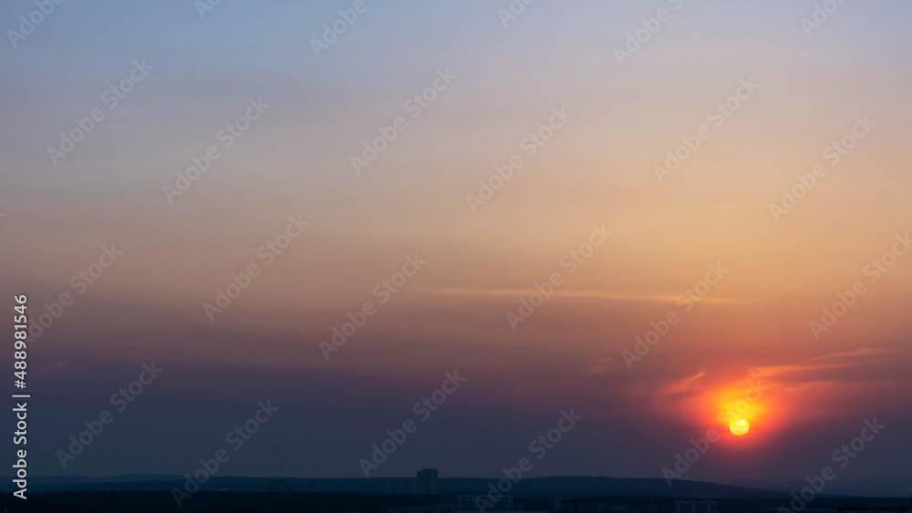 Sunset over the hills in clear weather gorizon Sunset over the hills in clear weather gorizon