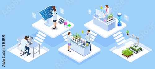 Isometric Chemical Laboratory concept. Molecular Biology Technics Laboratory. In a laboratory scientific or technological research, experiments, and measurement may be performed.