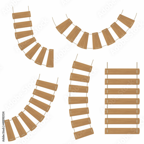Rope ladders isolated on a white background. Color Vector illustration.