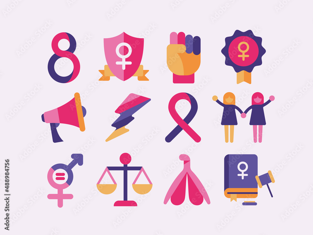 icon set for women's day and feminism