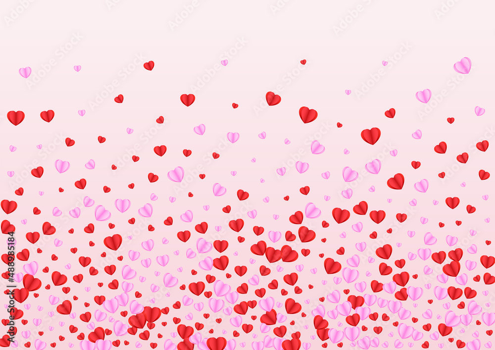 Purple Confetti Background Pink Vector. Amour Texture Heart. Pinkish Sweetheart Backdrop. Red Confetti Card Illustration. Tender Shape Pattern.